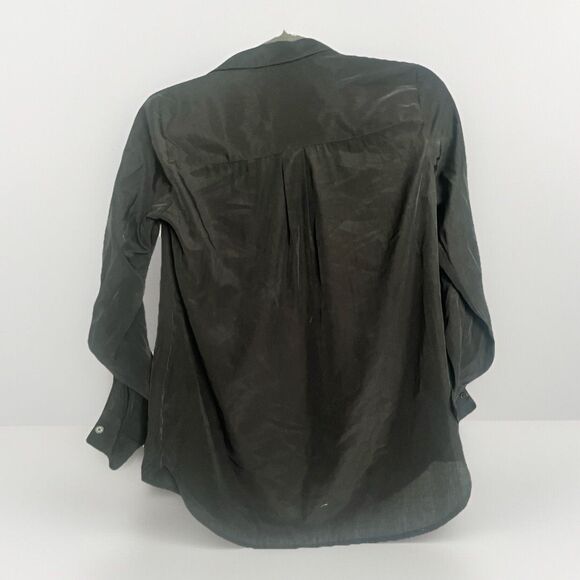 EXPRESS The City Shirt Black Button Up Shirt Womens XS Roll Tab Sleeves - Picture 2 of 7